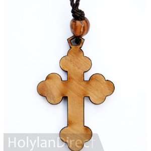  Olive Wood Bottony Cross Pendant (Necklace) #4