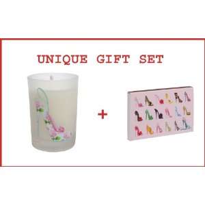  Designer Pink & Blue Floral Shoe Mini Votive Gift Set 