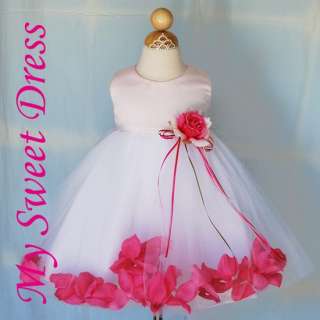 Pink Baby Infant Flower Girl Pageant Formal Petal Dress 6M 12M 18M 24M 