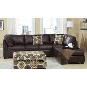  2pc Sectional Sofa with Reversible Chaise in Dark Mahogany 