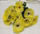 14 New Yellow Silk Gerbera Daisy Flowers No dew B508