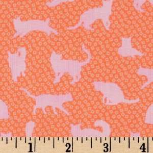  44 Wide Feline Fancy Orange/Pink Fabric By The Yard 