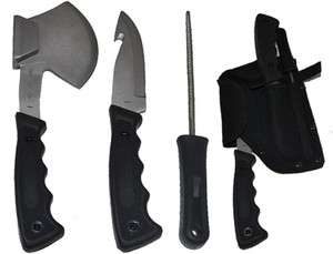 Pc Hunting Knives Camping Skinning Knife Set Sharpener & Case  