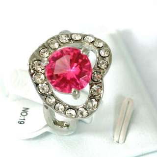 r7119 Size 9 Wedding Heart Love 18K GP Pink Gemstone CZ Ring Fashion 