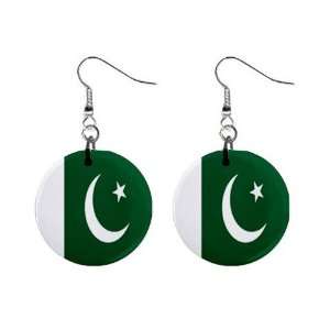 Pakistan Flag Button Earrings