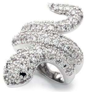  Silver Plated Snake Clear Austrian Crystal Classic Animal 