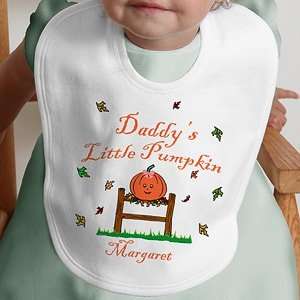    Personalized Halloween Baby Bib   Little Pumpkin Design: Baby