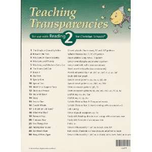   Transparencies (Reading 2 for Christian Schools): Staff: Books