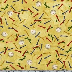  45 Wide Tossed Golf Tees And Balls Sand Cream Fabric By 