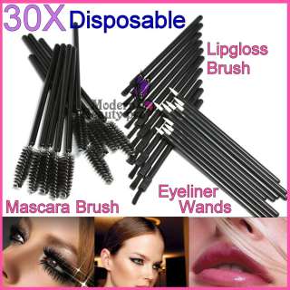 30 pcs Disposable Eyelash Mascara Eyeliner Lip Stick Wand Brush Makeup 
