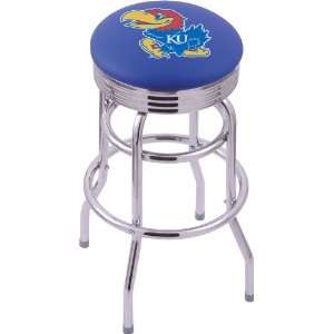 University of Kansas Steel Stool with 2.5 Ribbed Ring Logo Seat and 