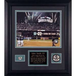   Hits Record Framed Game Used Baseball with Photograph Sports
