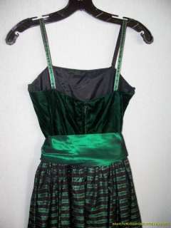 Vintage Lilli Diamond Dress Gown 60s 70s 4 Long Green Velvet Bust 