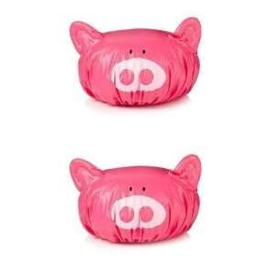  Silly Pink Piggy Shower Cap 2 Pack Beauty