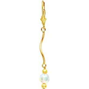  14K Gold AB Crystal Bead Dangle Earrings Jewelry Jewelry