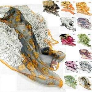 PROMOTION! 100% silk floral print chinese painting style soft long 