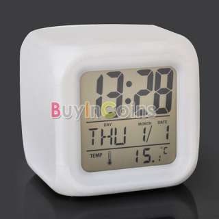 LED Color Change Glowing Digital Alarm Thermometer Clock  