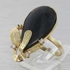   Victorian 10k Yellow Gold Pear Shape Hawk Eye Quartz Ring Earring Set