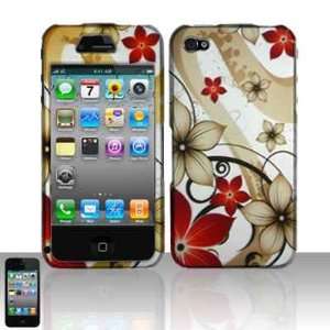  Brown Red Daisy Flower Rubberized Snap on Hard Skin Shell 