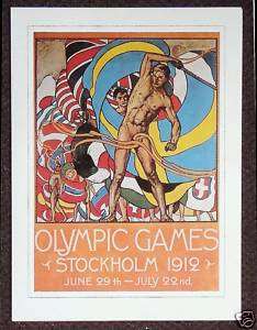 1912 V Olympiad   Stockholm, Sweden   Olympic Poster  