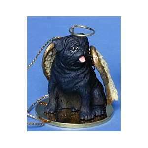  Black Pug Angel Christmas Ornament: Home & Kitchen