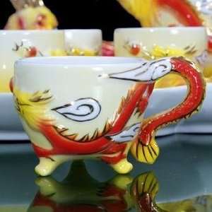  Dragon Tea cups Set/Enamel Dragon Tea cups Set/Ceramic cups/Wedding 