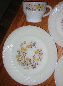 Termocrisa Mexico White Brown Flowers Plates Soup Bowls  
