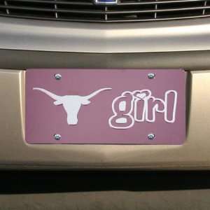  NCAA Texas Longhorns Pink Girl Mirrored License Plate 