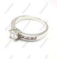 classical 18K white gold gp solid fill cz ring  