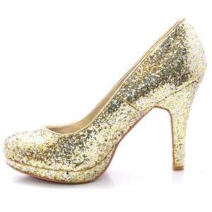 Fahrenheit Dress Sexy Glitter Spark Gold Pump Trisha01  
