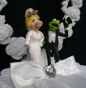 Miss Piggy Kermit Frog Wedding Cake Topper LOT MUPPETS  