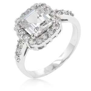  Showcase Ring featuring Princess Cut Center CZ with Pave Round CZ Trim