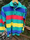 Vintage Izod Lacoste Kids Youth S Multi Striped Pique Rugby Polo Shirt