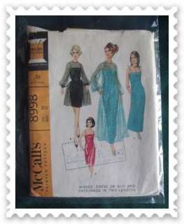 Vintage 60s Slip & Sheer Dress Poet Puff Slv Pattern  