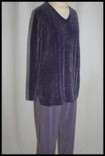 Oversized Top / Pant Suit DENIM & CO Dark Lavender  L M  