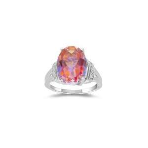   Cts Diamond & 6.24 Cts Mystic Azotic Topaz Ring in 10K White Gold 6.5