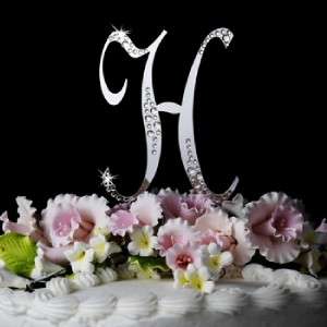 Monogram Wedding Cake Topper with Sparkling Crystals  