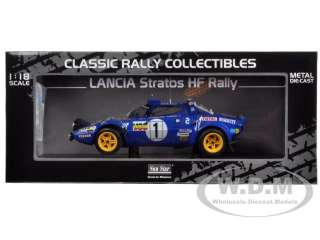 Brand new 1:18 scale diecast model car of Lancia Stratos HF #1 Rally 