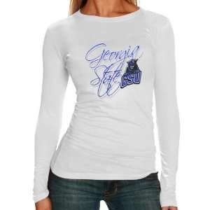  Georgia State Panthers Ladies White Script Long Sleeve T 