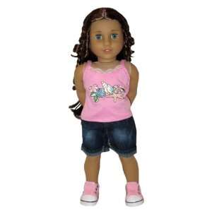   Sea Shell Tank, and Denim Shorts. Doll Clothes Fit American Girl Doll