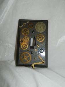GOTHIC STEAMPUNK CLOCK PARTS SWITCH PLATE HANDMADE ALTERED ART SWITCH 