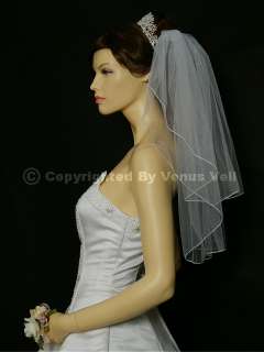 2T White Wedding Bridal Shoulder Pencil Tiara Veil  