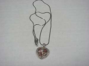   STERLING SILVER RUBY & WHITE STONE HEART PENDANT & .925 CHAIN  