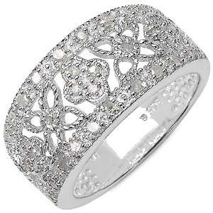    0.28 Carat Genuine White Diamond Sterling Silver Ring: Jewelry