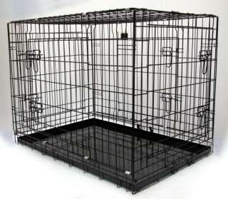   XL fold flat Black 4 Door Pet Puppy Dog Metal Cage   Travel Car Crate