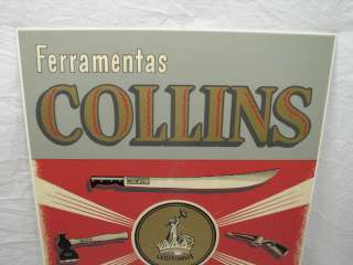 VINTAGE COLLINS IRON EDGE TOOL STORE AD DISPLAY BOARD POSTER AXE 
