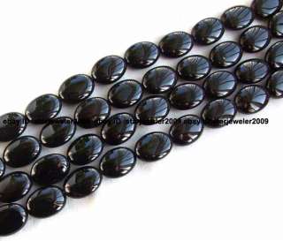 black Onyx flat oval Beads 15 10x14mm 13x18mm 15x20mm 18x25mm 20x30mm 
