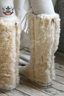 Knee High Sneaker MUKLUK Laceup Teddy Fur Snow Boot 36  