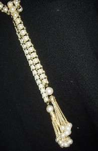 SUPER~Gold Tone & Faux Pearl Tassel Belt/Necklace 48  