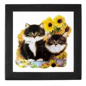    Keepsake Box Black Kittens with Sunflowers 